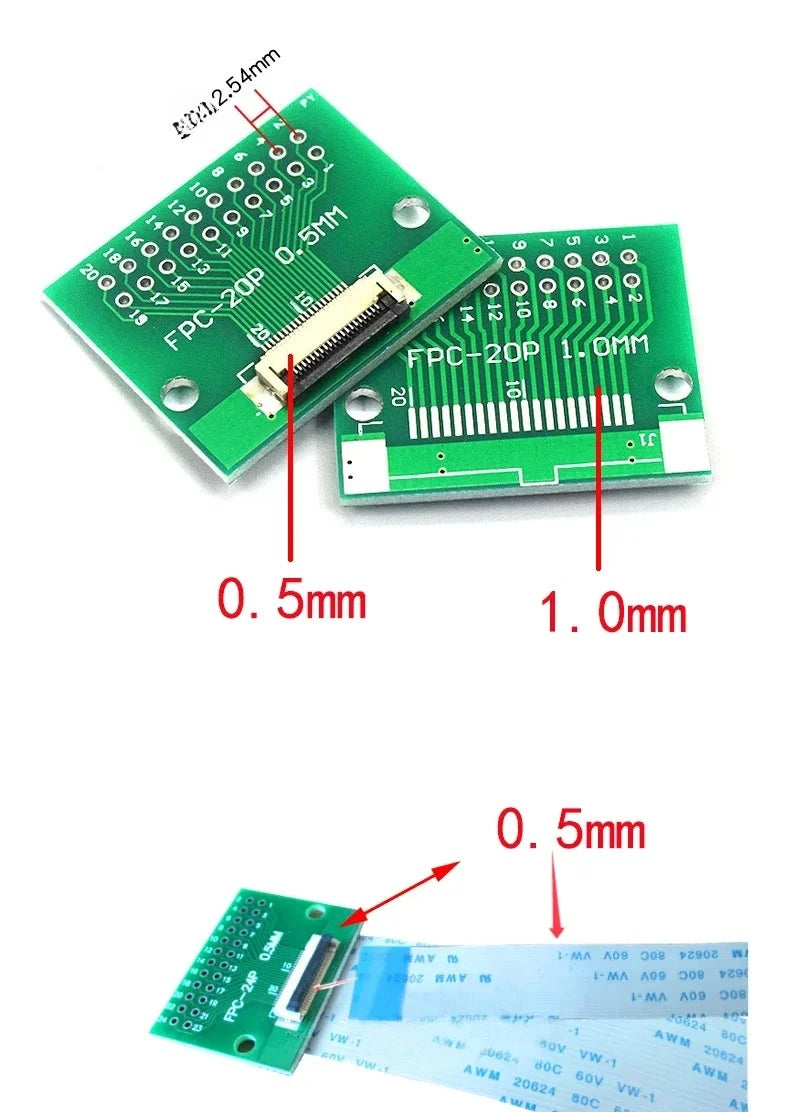 1Pcs FPC/FFC Adapter Board 0.5/1.0mm to 2.54mm Soldered Connector 4/5/6/8/10/12/14/16/20/26/3040/45/50/60 Pin
