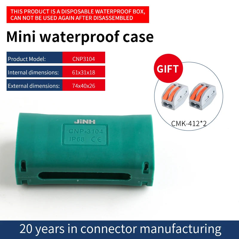 JINH IP68 Mini Gel Wire Connector Junction Box Waterproof 2 3 5 Ports Outdoor Easy Universal Wiring Rainproof Terminal Blocks