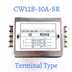 Three-Phase Power Filter inverter EMI Servo Filter Purifier CW12B-10/20/30/40/50/60A-S/SR AC 380V Three-Wire Rail Mount Terminal