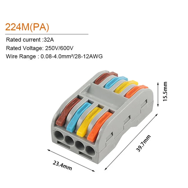 5PCS Universal Quick Compact Wire Connector Push-In 2/3/4/5 Pin Conductor Terminal Block Led Light Connector With Lever