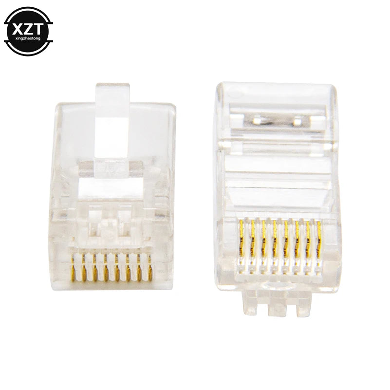 50/100 Pieces 8P8C RJ45 Clear Pass Through Connectors Modular Plug for Network CAT5 LAN Professional and High Quality