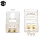 50/100 Pieces 8P8C RJ45 Clear Pass Through Connectors Modular Plug for Network CAT5 LAN Professional and High Quality