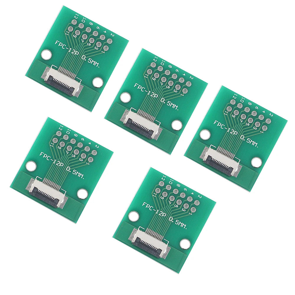 5PCS FPC FFC Flexible Flat Cable Welded Board Adapter PCB Board 0.5mm Pitch Connector SMT To 2.54mm Hole 6P/8P/10P/12P/20P