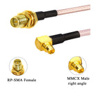 SMA Female to MMCX Male Right Angle 90 Degree Extension Coax Cable Extender for Antenna, Radios