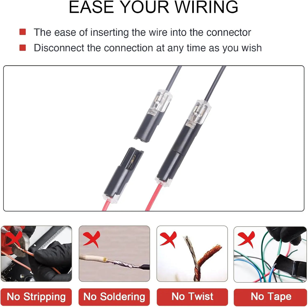 30pcs No Wire Stripping 1 Wire Quick Disconnect Electrical Connectors for 16-18 AWG Fast & Secure Connection for Automotive