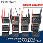1PCS CBB61 450V Start Capacitor 0.8 1 1.5 1.8 2 2.5 3 4 5 6 7 8 10 12 15 18 20UF Fan Ceiling Exhaust Motor Run Capacitor CBB