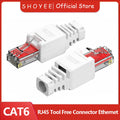 Gigabit Tool Free RJ45 CAT6 Connector Ethernet Termination Plugs, 23AWG to 26AWG Cable Internet Plug Installation Toolless