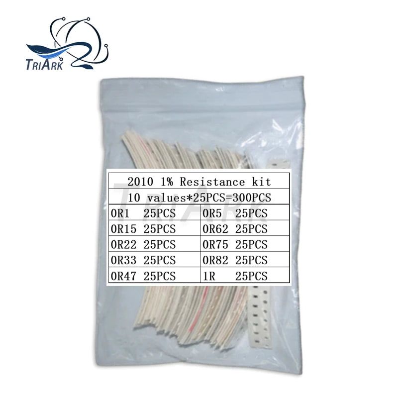 200/300/500PCS 10values Resistor kit 0603 0805 1206 1210 2512 1% 0R1 0R15 0R22 0R33 0R47 0R52 0R62 0R75 0R82 1R sample pack