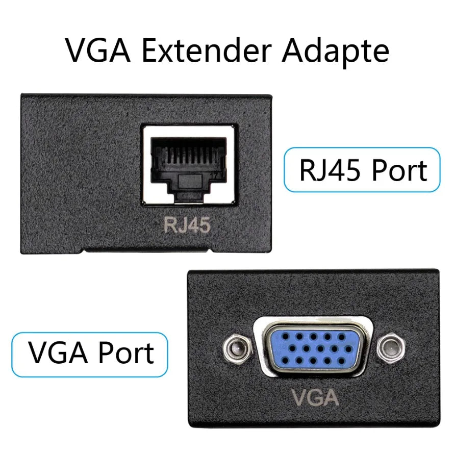 60M VGA Extender Over Single RJ45 Cat6 Cable 1080P VGA Ethernet Extender Video Transmitter Receiver for PC Loptop HDTV Monitor
