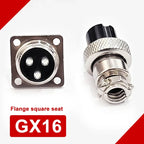 1Set GX16 2/3/4/5/6/7/8/9/10 Pin Male Female 16mm Square Flange Seat Metal Aviation Adapter Socket Plug M16 Soldering Connector