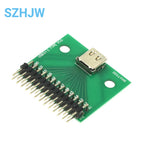 USB 3.1 Type-C Female Receptacle 24Pin PCB Mount SMT DIP Test Board with Header Pins for DIY Electronics Projects