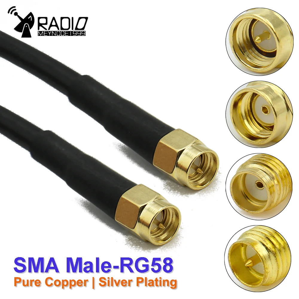 RG58 SMA to SMA Cable Male to Male extension jumper Pigtail male Adapter Cable my SMA  Antenna cable For WIFI 3G 4G GSM Antenna