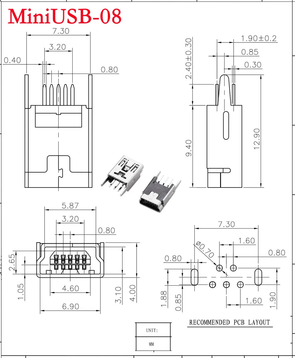 10PCS Mini USB SMD SMT 4Pin 5Pin Female Mini B Socket Connector Plug Straight DIP Jack Connector Plug-in