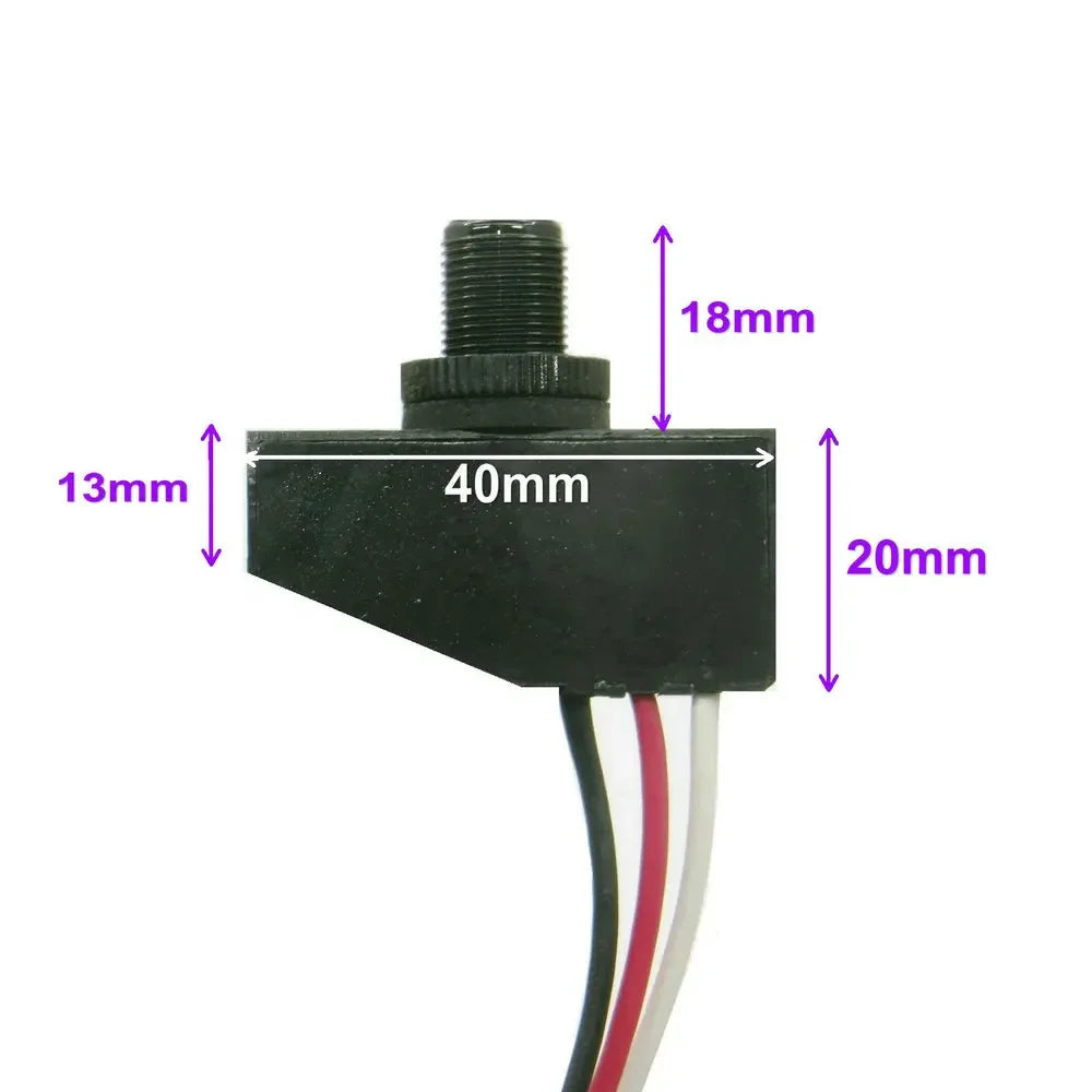 12V Automatic Dusk To Dawn Photocell Photo Control Light Sensor Switch for Hardwire Outdoor Lamp Posts, UL Listed, Black