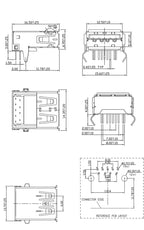 5PCS  USB Connector 3.0 A-type Female Socket AF Type 90 Degree Side Plug 180 Degree USB 3.0 B-port Printer Data