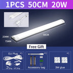 Led Tube Light With Switch Wire 110V 220V 10W 20W Lighting Strip Lamps 30/50cm For  Living Room Bedroom Closet Kitchen Lamp