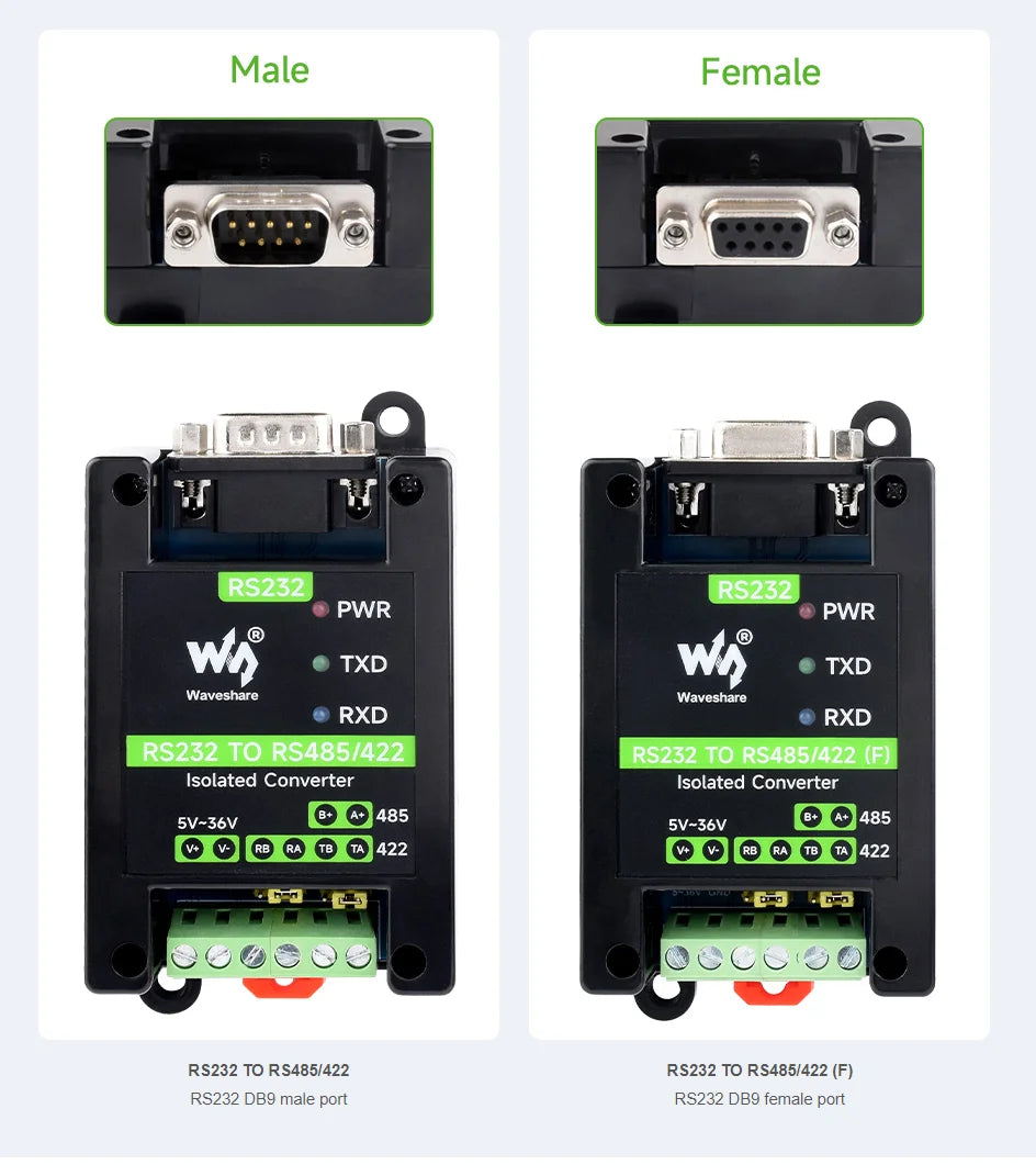 Industrial-grade RS232 to RS485/422 Active Digital Isolated Serial Converter SP3232EEN SP485EN Chips