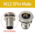 M12 PCB Sensor Connector 4/5/8/12 Pin Male Female Waterproof Circular Socket Front Mount Threaded Nut Flange for Electronics