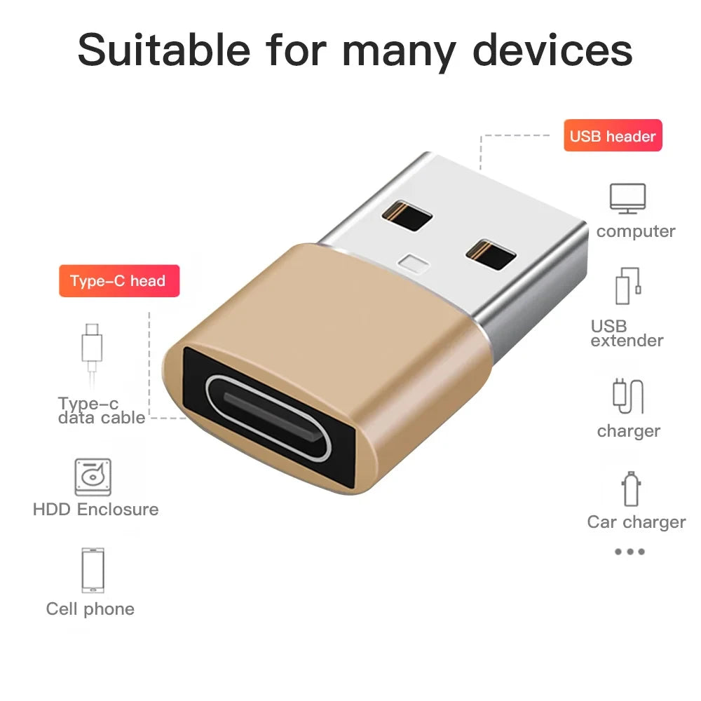 NNBILI 10Pack USB to USB C Adapter USBC Female to USB Male Super Fast Charging and OTG Converter For iPhone Xiaomi Huawei Laptop