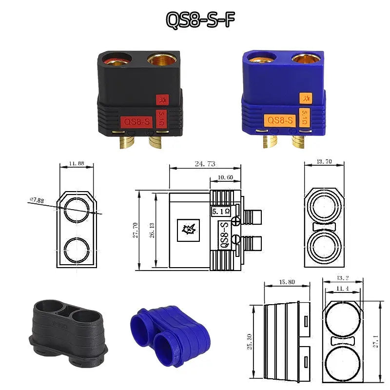 QS8-S/QS8-S+ High-Current Anti-Sparking QS8 to XT90 Adapter, Drone Lithium Battery Connector, Electric Vehicle Charging Plug