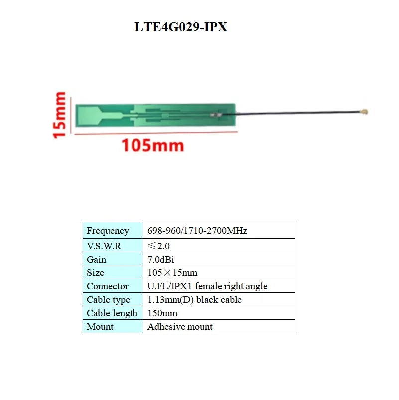 Adhesive Mount U.FL IPX Flexible 698-960/1710-2700MHz GSM 3G 4G LTE NB-IOT FPC PCB Aerial Internal Built in LTE 4G PCB Antenna