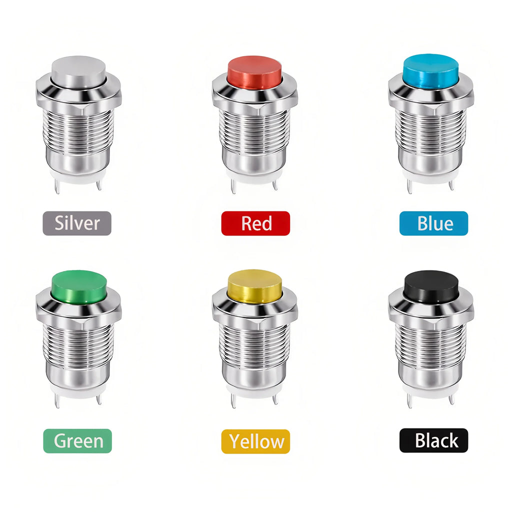 12mm Metal Button Switch Waterproof 1NO 3A High Head Momentary Suitable for Doorbells Car Start Horns Computer Automatic Reset