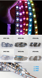 WS2812B Led Lights DC5V Smart RGB Led Strip Light Individually Addressable IC Magic Strip Light Black White PCB IP30/IP65/IP67