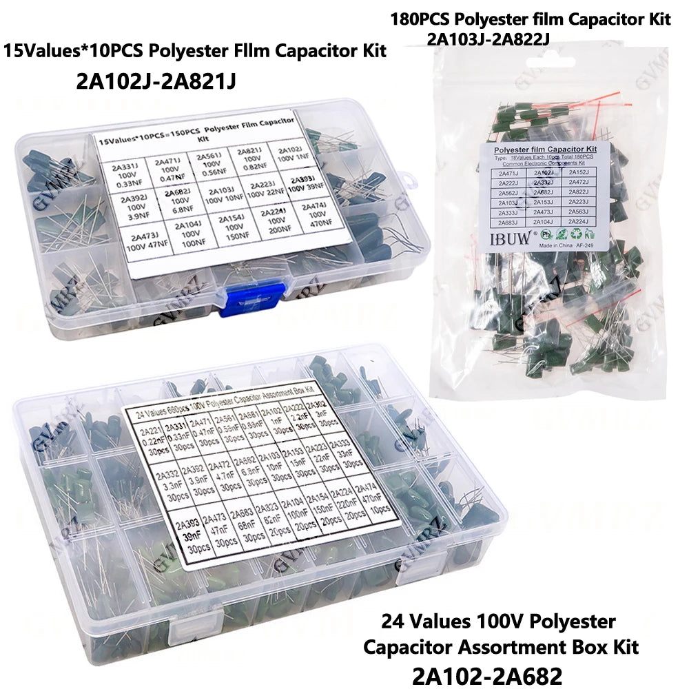 223 333 473 104 Polyester Film Capacitor KIT 330PF 470PF 560PF 102 222 472 103  1NF 2.2NF 10NF 22NF 47NF 100NF 0.1UF