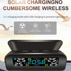 Solar Power TPMS Car Tire Pressure Monitoring System Alarm Tyre Air Pressure Meter Gauge Temperature Warning With 4 Sensors