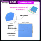 8 Pieces 100x100x0.5mm 1mm 1.5mm 2mm 2.5mm 3mm 4mm 5mm Blue White Green Combination Thermal Pads Cooling Conductive Silicone