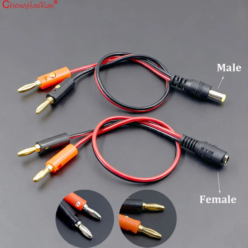 1PC DC Plug To Banana Plug Wire 4mm Power Test Wire DC5.5-2.1 To Banana Plug DC Male DC Female 25CM Long Line