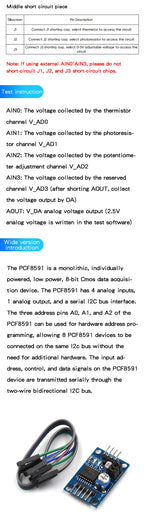 PCF8591 module AD/DA conversion module Temperature and illumination acquisition module For Arduino