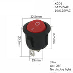 1PCS ON/OFF Round Rocker Switch LED illuminated Car 12V 24V / 6A 250V / 10A 125V 2/3/4PIN Switch 20MM