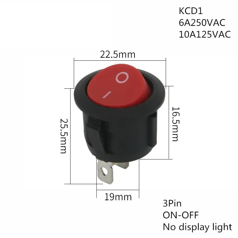 1PCS ON/OFF Round Rocker Switch LED illuminated Car 12V 24V / 6A 250V / 10A 125V 2/3/4PIN Switch 20MM