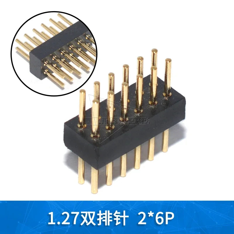 5pcs round Hole 1.27mm Single Row Female Header Double Female Header Single Double Row Pin Gold Plated 2P 3P 4P-6Pin Connector