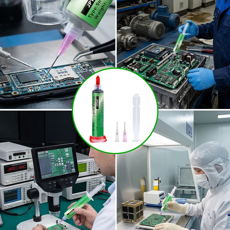 Sn99Ag0.3Cu0.7 Lead Free High-Temperature Solder Paste Needle Tube for SMT PCB BGA Mobile USB Phone Socket Repair, LED Soldering