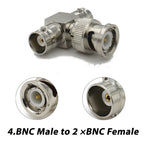 BNC Male To BNC 2x Double Female Adapter Triple Tee 3 Way Q9 BNC RF Coaxial Connector T Type Cable  RF connector