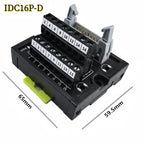 IDC16 IDC 16 Pin Male Connector to 16P Terminal Block Breakout Board Adapter PLC Relay Terminals DIN Rail Mounting