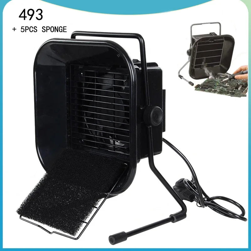 Newest 220V/110V EU/US Plug  493 Solder Smoke Absorber ESD Fume Extractor with 5 free Activated Carbon Filter Sponge for rework