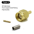 SMA RP SMA Male Plug Female RF Coax Connector Crimp for RG174 RG316 RG178 RG179 LMR100  Cable Brass Gold Plated High-quality