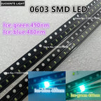 Highlight 0603 SMD LED, Ice-green 490nm, Ice-blue 480nm, 1608 Large Chip 2Pin Light Emitting Diode