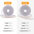 12V 24V COB LED Neon Strip Light Waterproof Ribbon Tape 2Pin Wire Warm Natural White 320LEDs/M Flexible Home Decor 0.5m 1m 2m 5m