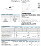 20PCS SB120 SB130 SB140 SB150 SB160 SB180 SB1100 SB1200 SB240 SB260  SB2100 SB2200 DIP Schottky Rectifiers