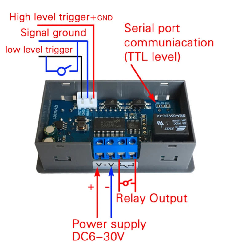 1-5Pcs XY-WJ01 DC12V LED Digital Time Delay Relay Module Programmable Timer Relay Control Switch Timing Trigger Cycle for Indoor