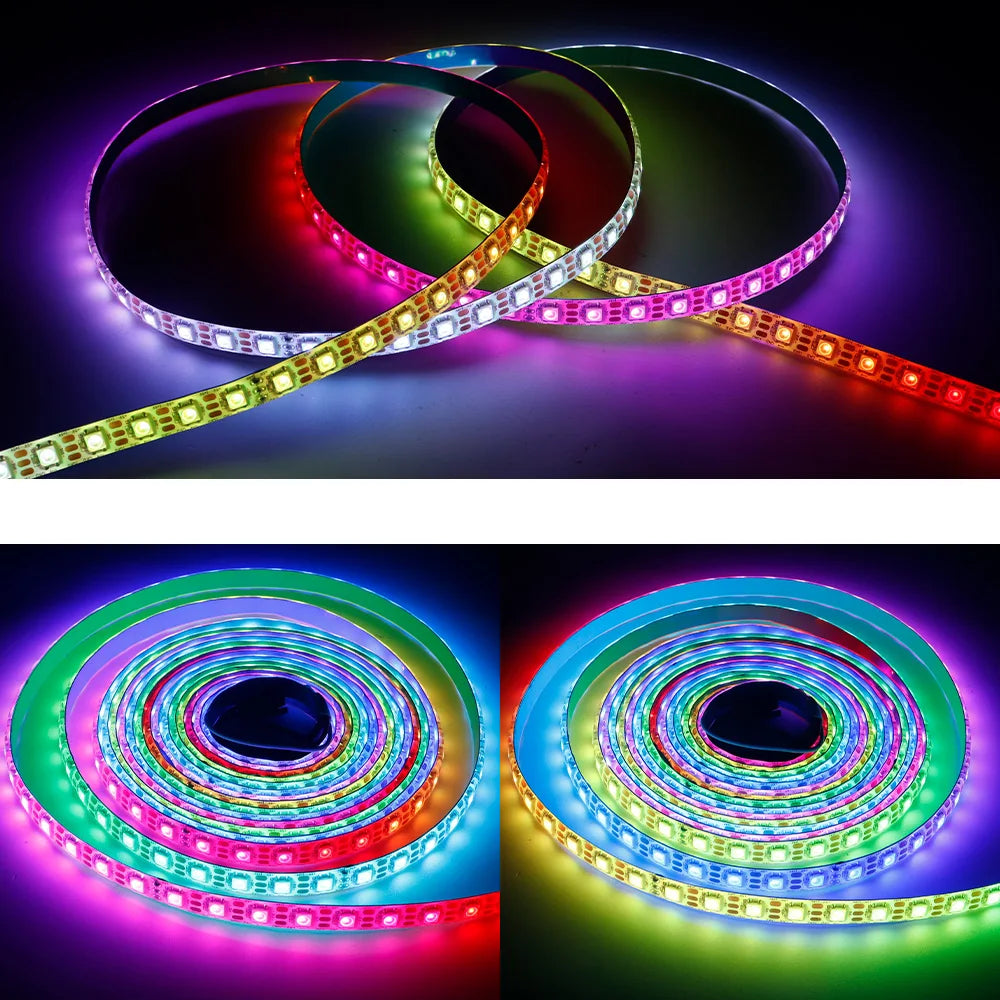 5V WS2812B Smart Dream Color Led Strip Light 30/60/74/96/144 LEDs/m Individually Addressable WS2812 Pixels Led Lights Magic Tape