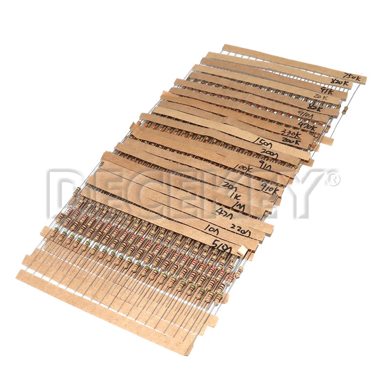 860pcs 1/4W Carbon Film Resistor Kit 5% Resistance Assorted Set 43valuesX20pcs 1R - 1M Ohm 0.25W Sample Pack
