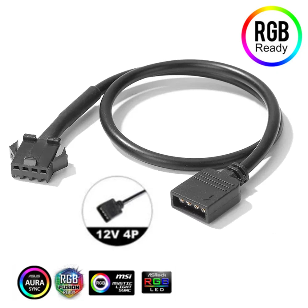 Motherboard 12V 4Pin RGB / 5V 3Pin ARGB to SM JST Female Male Conversion Adapter Cable 30cm for PC Computer LED Light Strip Line