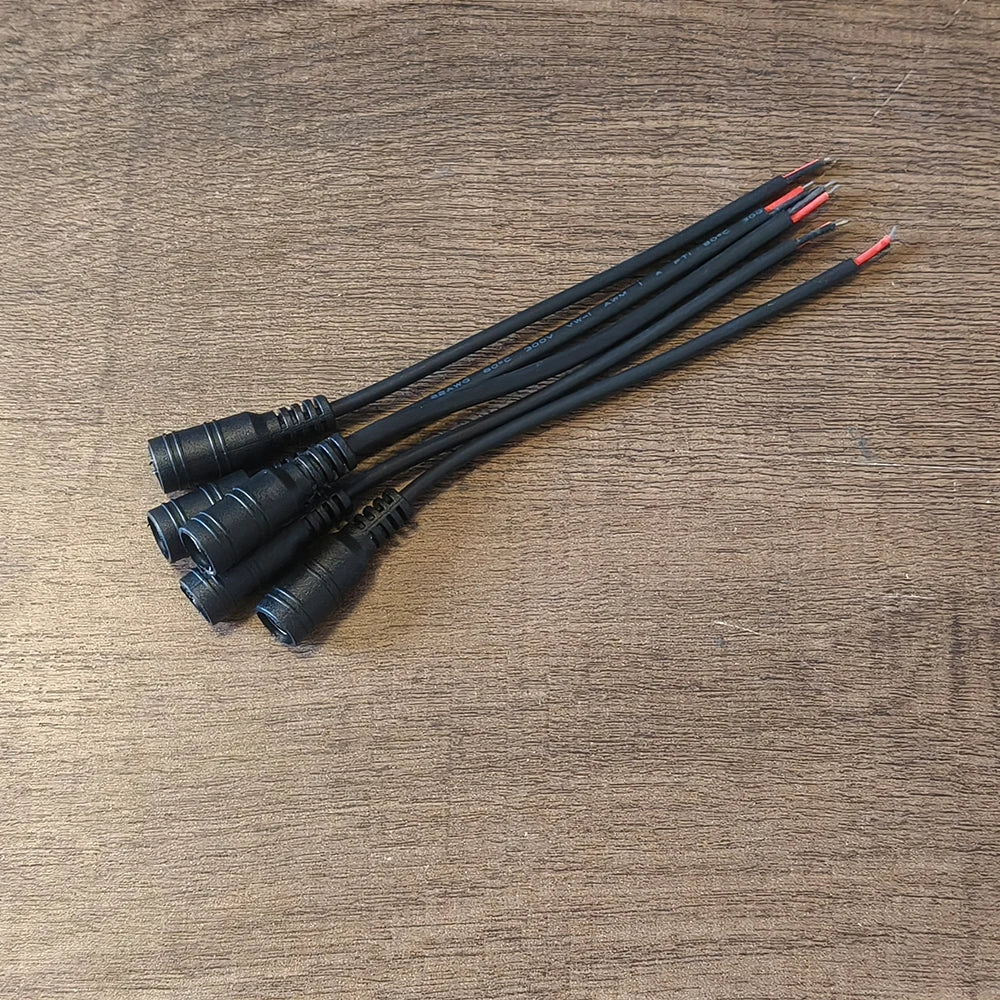 Black 15cm DC Cable 5.5 x 2.1mm DC Plug Jack Connector Wire Pigtail Male Female 5.5*2.1 Adapter for 5050 3528 LED Strip Light