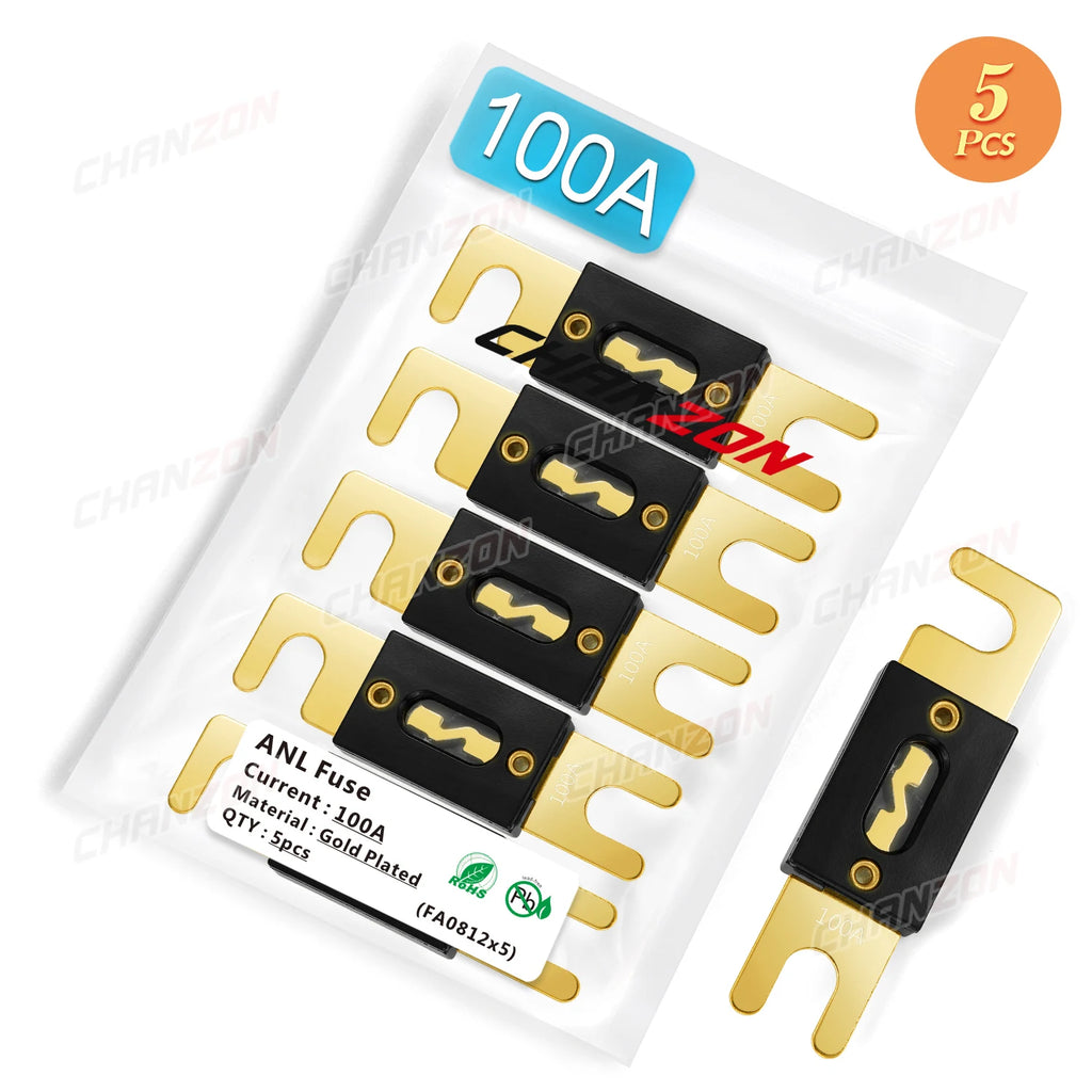 5pcs ANL Auto Blade Fuse Electric 80A 100A 150A 200A 250A 300A 5V 12V 24V 32V Fast Blow Blo Electric Bolt-on Cutoff Fusee