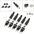 5 Pairs DC 12V Male Jack Plug Female Socket Panel Mount Power Connectors Terminals Blocks Electrical Equipment Supplies
